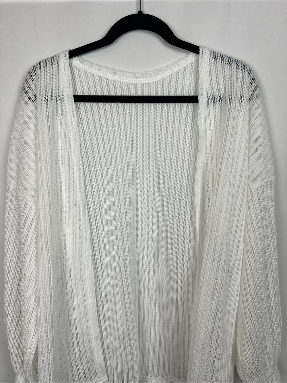 *NEW* SHEIN White Open-Front Ribbed Knit Cardigan Size L or 8/10 - Picture 2 of 7